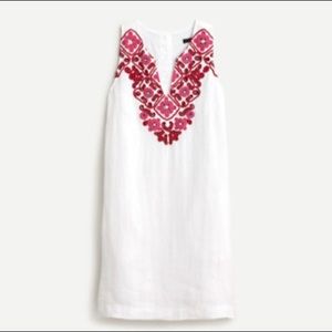 J CREW Sleeveless Embroidered Linen Dress